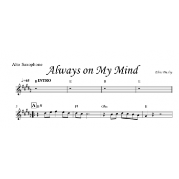 Always on my mind, Elvis Presley - Alto Saxophone (Eb-Instrument)